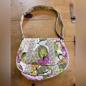 Vera Bradley Portobello Road Large Saddle Up Purple Green Gray Crossbody Bag